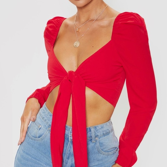 PrettyLittleThing Tops - PLT Tie Crop Top